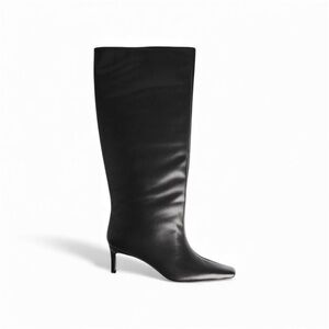 NWOB NAKD Black Leather Stiletto Wide Shaft Boots - Size 36